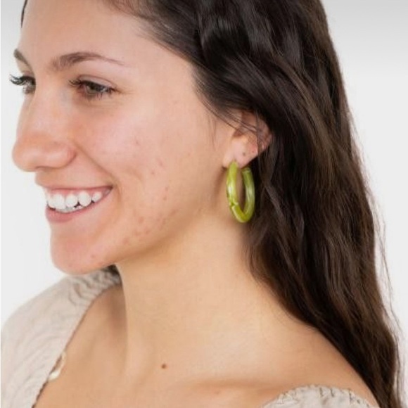 Green Resin Hoops - Picture 1 of 12